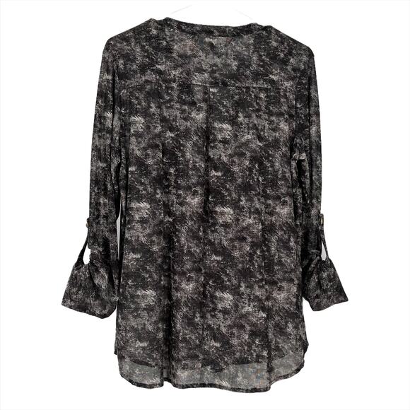 DNA Couture Sheer Jersey Tunic Top in Black/White Size 2X - Picture 5 of 10